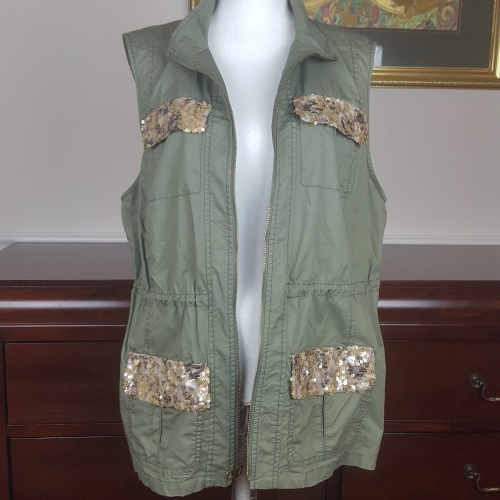 Chico's Utility Vest Sequin Trim Size 3 (XL)
